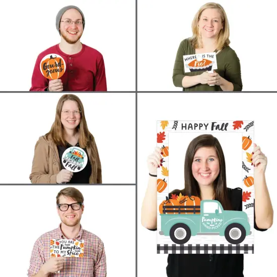 Big Dot of Happiness Happy Fall Truck - Harvest Pumpkin Party Selfie Photo Booth Picture Frame and Props - Printed on Sturdy Material {3}