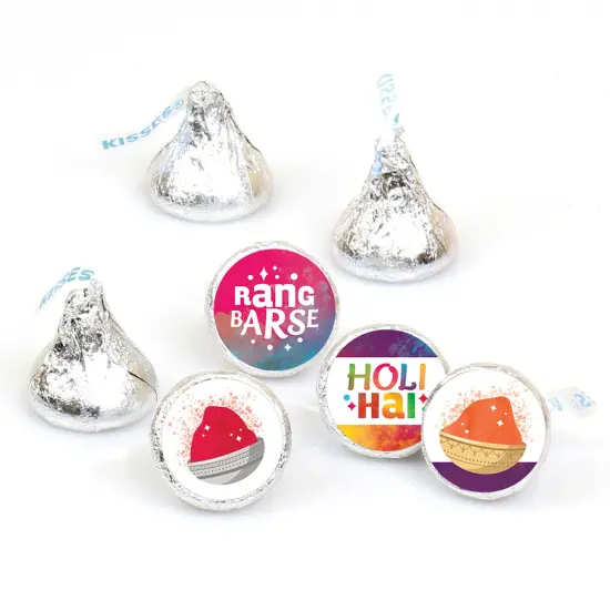 Big Dot of Happiness Holi Hai - Festival of Colors Party Round Candy Sticker Favors - Labels Fits Chocolate Candy (1 sheet of 108) {1}