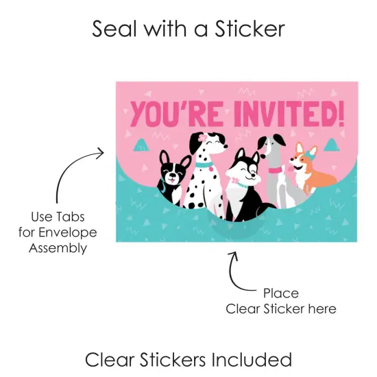 Big Dot of Happiness Pawty Like a Puppy Girl - Fill-In Cards - Pink Dog Baby Shower or Birthday Party Fold and Send Invitations - Set of 8 {7}