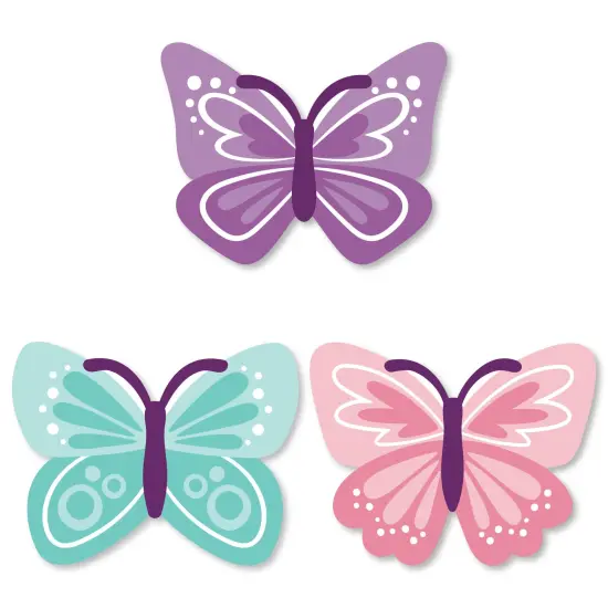 Big Dot of Happiness Beautiful Butterfly - DIY Shaped Floral Baby Shower or Birthday Party Cut-Outs - 24 Count {1}