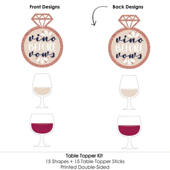 Big Dot of Happiness Vino Before Vows - Winery Bridal Shower or Bachelorette Party Centerpiece Sticks - Table Toppers - Set of 15 {6}
