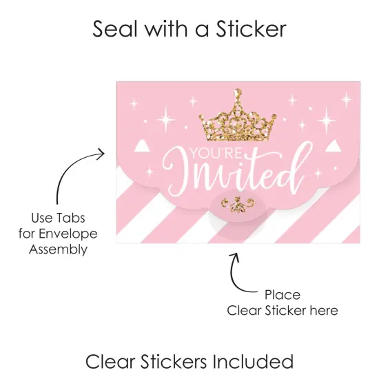 Big Dot of Happiness Little Princess Crown - Fill-In Cards - Pink and Gold Princess Baby Shower or Birthday Party Fold and Send Invitations - Set of 8 {7}