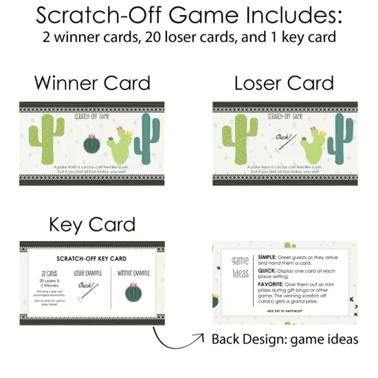Big Dot of Happiness Prickly Cactus Party - Fiesta Party Game Scratch Off Cards - 22 Count {6}
