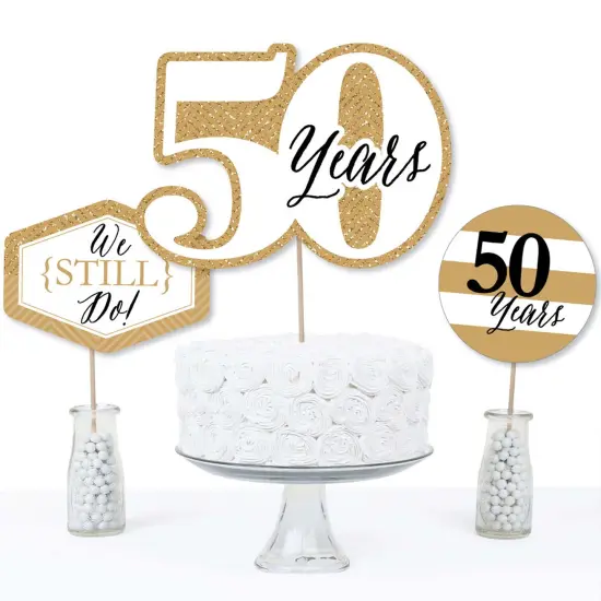 Big Dot of Happiness We Still Do - 50th Wedding Anniversary - Anniversary Party Centerpiece Sticks - Table Toppers - Set of 15 {4}