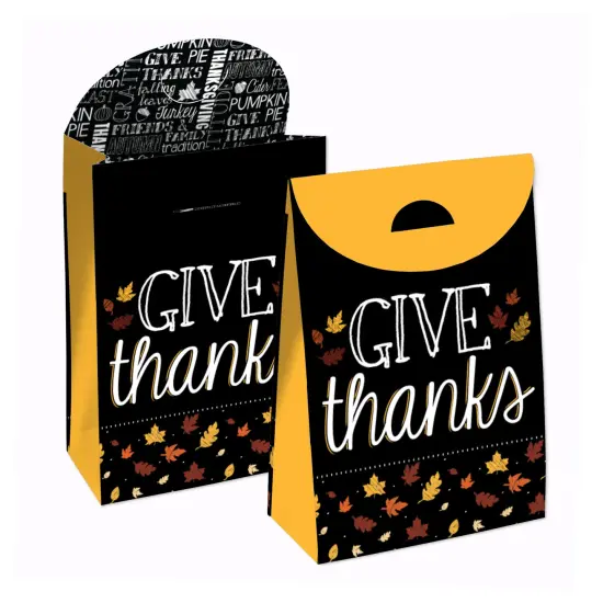 Big Dot of Happiness Give Thanks - Thanksgiving Gift Favor Bags - Party Goodie Boxes - Set of 12 {1}