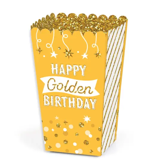 Big Dot of Happiness Golden Birthday - Happy Birthday Party Favor Popcorn Treat Boxes - Set of 12 {1}