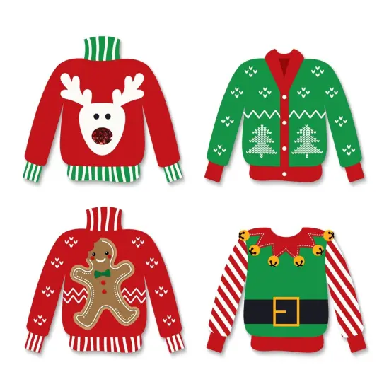 Big Dot of Happiness Ugly Sweater - DIY Shaped Holiday and Christmas Paper Cut-Outs - 24 Count {1}