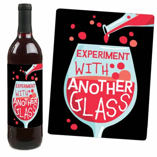 Big Dot of Happiness Scientist Lab - Baby Shower or Birthday Party Decorations for Women and Men - Wine Bottle Label Stickers - Set of 4 {7}