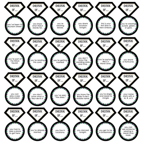 Big Dot of Happiness Drink If Game - Nola Bride Squad - New Orleans Bachelorette Party Game - 24 Count {3}
