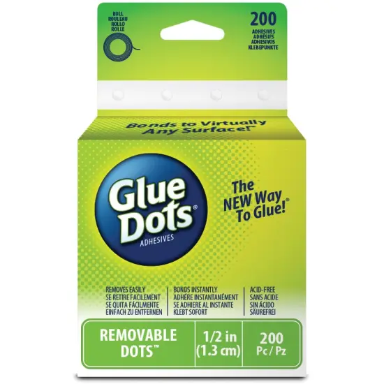 Glue Dots Clear Dot Roll-Removable .5" 200/Pkg {1}
