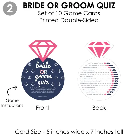 Big Dot of Happiness Last Sail Before The Veil - 4 Nautical Bridal Shower Games - 10 Cards Each - Gamerific Bundle {7}