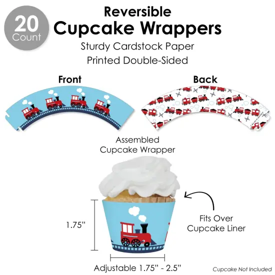 Big Dot of Happiness Railroad Party Crossing - Steam Train Birthday Party or Baby Shower Favors and Cupcake Kit - Fabulous Favor Party Pack - 100 Pc {6}