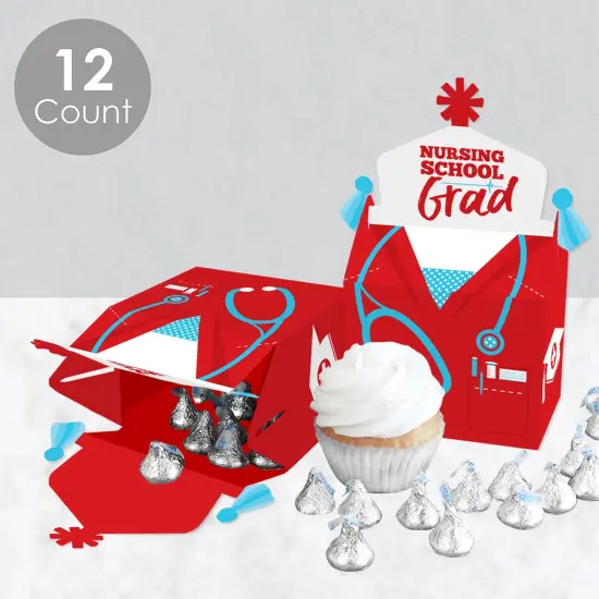 Big Dot of Happiness Nurse Graduation - Treat Box Party Favors - Medical Nursing Graduation Party Goodie Gable Boxes - Set of 12 {4}