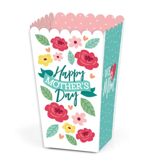 Big Dot of Happiness Colorful Floral Happy Mother's Day - We Love Mom Party Favor Popcorn Treat Boxes - Set of 12 {1}