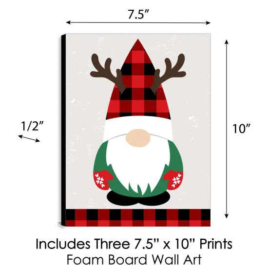 Big Dot of Happiness Red and Green Holiday Gnomes - Christmas Wall Art Room Decor - 7.5 x 10 inches - Set of 3 Prints {6}