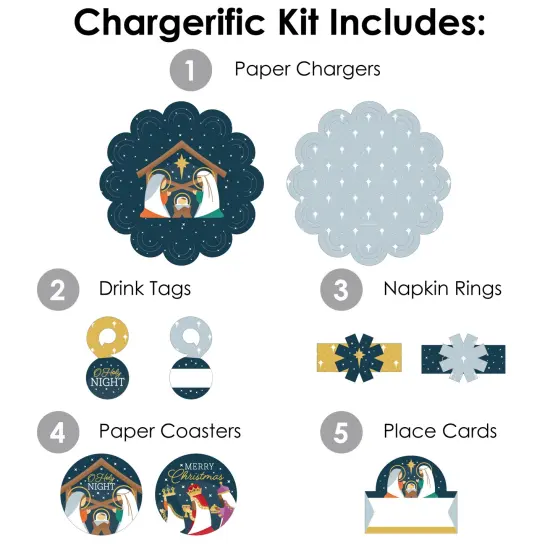 Big Dot of Happiness Holy Nativity - Manger Scene Religious Christmas Paper Charger and Table Decorations - Chargerific Kit - Place Setting for 8 {4}