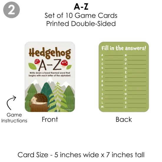 Big Dot of Happiness Forest Hedgehogs - 4 Woodland Birthday Party Games - 10 Cards Each - Gamerific Bundle {7}
