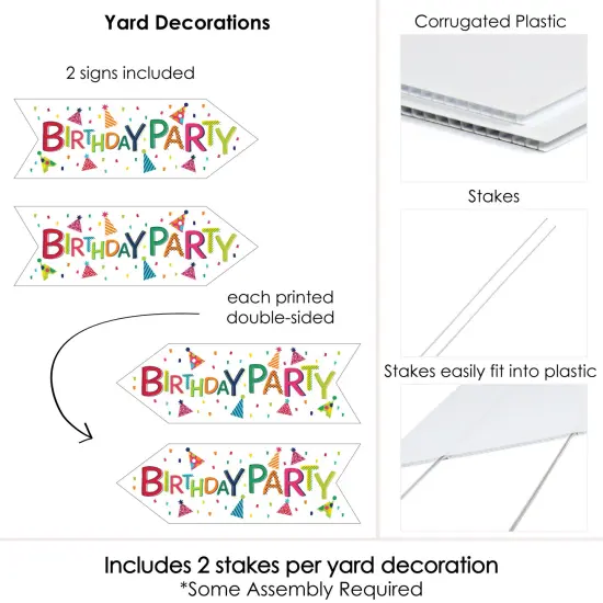 Big Dot of Happiness Cheerful Happy Birthday - Colorful Birthday Party Sign Arrow - Double Sided Directional Yard Signs - Set of 2 {6}