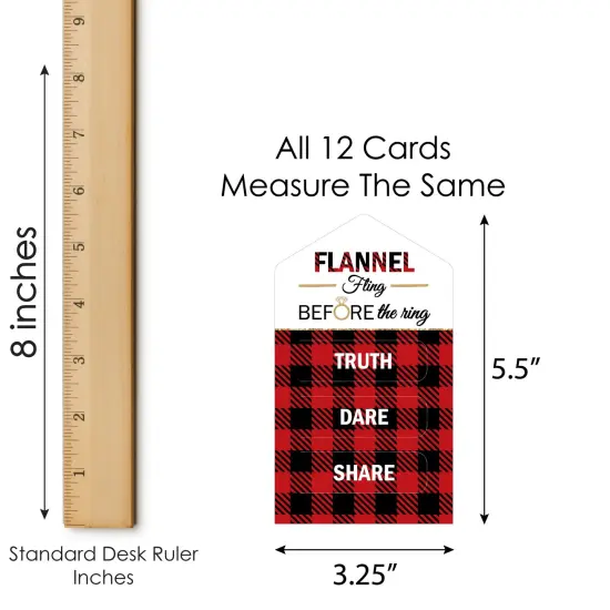 Big Dot of Happiness Flannel Fling Before The Ring - Buffalo Plaid Bachelorette Party Game Pickle Cards - Truth, Dare, Share Pull Tabs - Set of 12 {6}