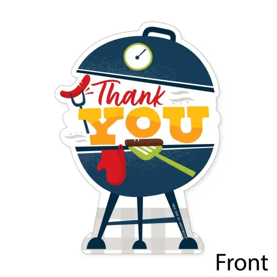 Big Dot of Happiness Fire Up the Grill - Shaped Thank You Cards - Summer BBQ Picnic Party Thank You Note Cards with Envelopes - Set of 12 {4}