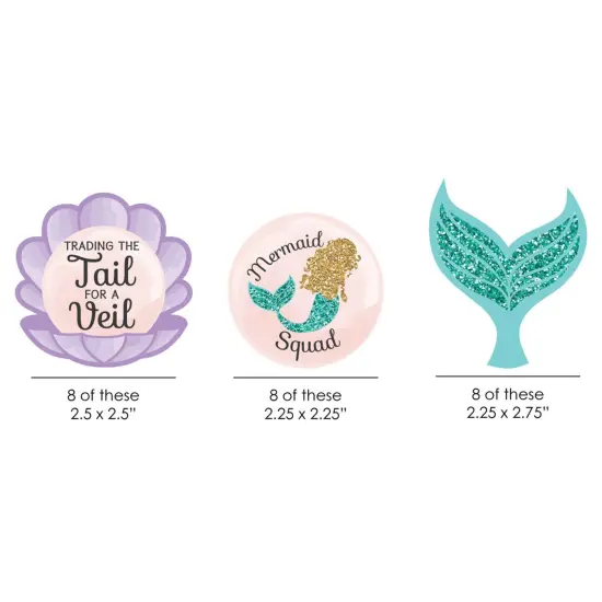 Big Dot of Happiness Trading The Tail for A Veil - Paper Straw Decor - Mermaid Bachelorette Party Bridal Shower Striped Decorative Straws - Set of 24 {4}