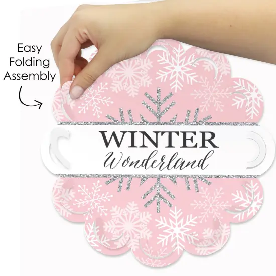 Big Dot of Happiness Pink Winter Wonderland Holiday Birthday Party and Baby Shower Round Table Decorations - Paper Chargers - Place Setting For 12 {6}