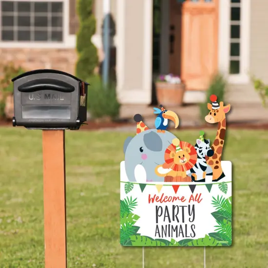 Big Dot of Happiness Jungle Party Animals - Party Decorations - Safari Zoo Animal Birthday Party or Baby Shower Welcome Yard Sign {3}