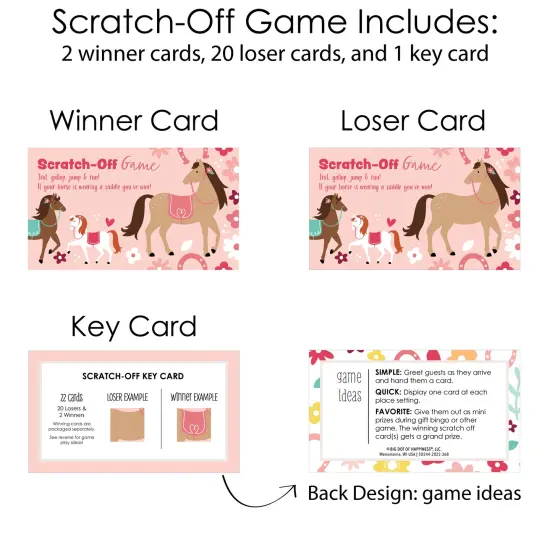 Big Dot of Happiness Run Wild Horses - Pony Birthday Party Game Scratch Off Cards - 22 Count {6}