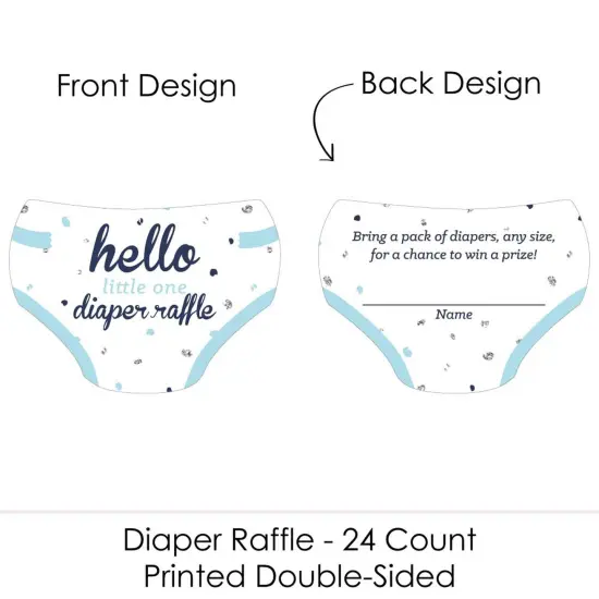 Big Dot of Happiness Hello Little One - Blue and Silver - Diaper Shaped Raffle Ticket Inserts - Boy Baby Shower Diaper Raffle Game - Set of 24 {3}