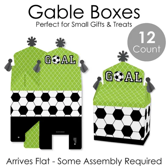Big Dot of Happiness Goaaal - Soccer - Treat Box Party Favors - Baby Shower or Birthday Party Goodie Gable Boxes - Set of 12 {7}