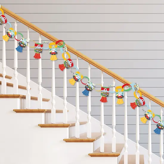 Big Dot of Happiness Cars, Trains, and Airplanes - 90 Chain Links & 30 Paper Tassels Decor - Transportation Birthday Party Paper Chains Garland 21 ft {3}