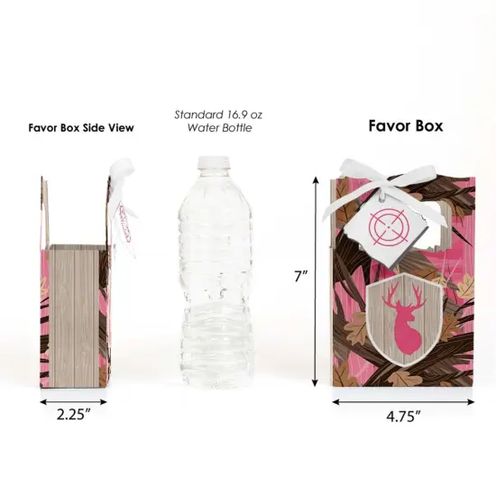 Big Dot of Happiness Pink Gone Hunting - Deer Hunting Girl Camo Baby Shower or Birthday Party Favor Boxes - Set of 12 {3}