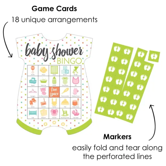 Big Dot of Happiness Baby Neutral - Picture Bingo Cards and Markers - Baby Shower Shaped Bingo Game - Set of 18 {3}