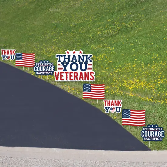 Big Dot of Happiness Thank You Veterans - Yard Sign and Outdoor Lawn Decorations - Support Our Troops Yard Signs - Set of 8 {3}