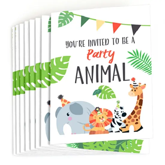 Big Dot of Happiness Jungle Party Animals - Fill In Safari Zoo Animal Birthday Party or Baby Shower Invitations (8 count) {3}