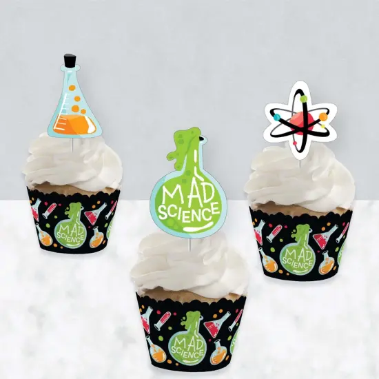 Big Dot of Happiness Scientist Lab - Cupcake Decoration - Baby Shower or Birthday Party Cupcake Wrappers and Treat Picks Kit - Set of 24 {4}