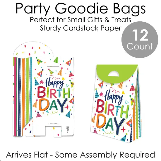 Big Dot of Happiness Cheerful Happy Birthday - Colorful Birthday Gift Favor Bags - Party Goodie Boxes - Set of 12 {7}