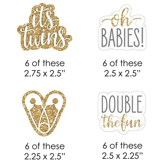 Big Dot of Happiness It's Twins - DIY Shaped Gold Twins Baby Shower Cut-Outs - 24 Count {3}