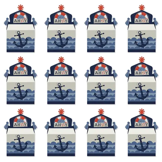 Big Dot of Happiness Ahoy - Nautical - Treat Box Party Favors - Baby Shower or Birthday Party Goodie Gable Boxes - Set of 12 {6}