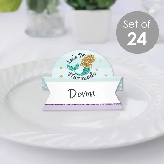 Big Dot of Happiness Let&rsquo;s Be Mermaids - Baby Shower or Birthday Party Tent Buffet Card - Table Setting Name Place Cards - Set of 24 {3}