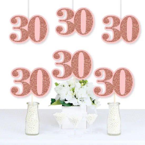 Big Dot of Happiness 30th Pink Rose Gold Birthday - Decorations DIY Happy Birthday Party Essentials - Set of 20 {1}