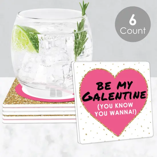 Big Dot of Happiness Be My Galentine - Funny Galentine's & Valentine's Day Party Decorations - Drink Coasters - Set of 6 {3}