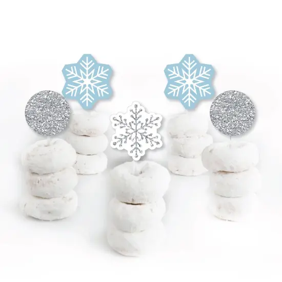 Big Dot of Happiness Winter Wonderland - Dessert Cupcake Toppers - Snowflake Holiday Party and Winter Wedding Clear Treat Picks - Set of 24 {3}