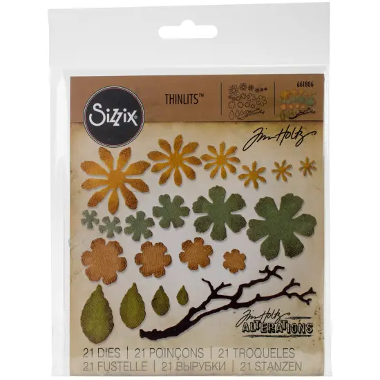 Sizzix Thinlits Dies By Tim Holtz 21/Pkg-Small Tattered Florals {1}