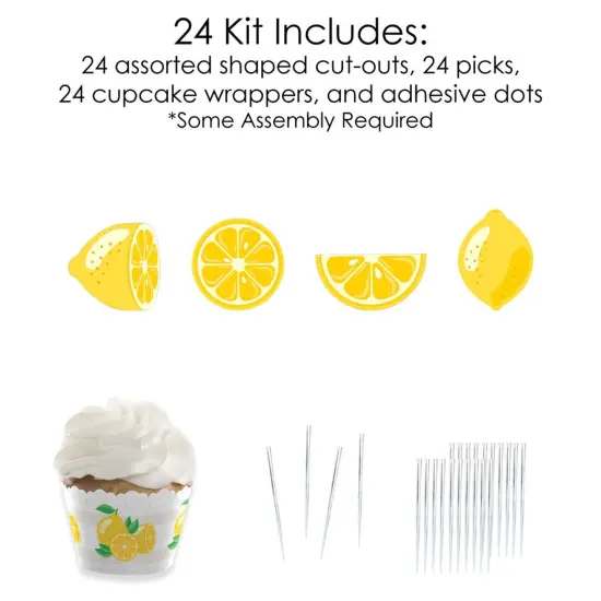 Big Dot of Happiness So Fresh - Lemon - Cupcake Decoration - Citrus Lemonade Party Cupcake Wrappers and Treat Picks Kit - Set of 24 {4}