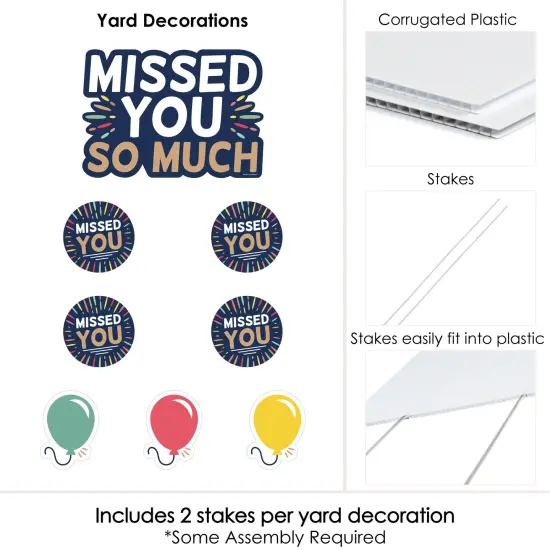 Big Dot of Happiness Miss You - Yard Sign and Outdoor Lawn Decorations - Welcome Back Yard Signs - Set of 8 {6}