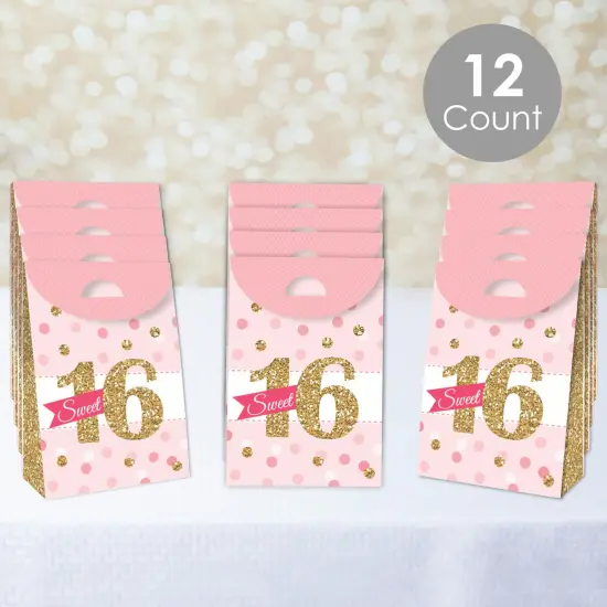 Big Dot of Happiness Sweet 16 - 16th Birthday Gift Favor Bags - Party Goodie Boxes - Set of 12 {3}