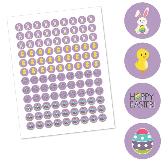 Big Dot of Happiness Hippity Hoppity - Easter Bunny Party Round Candy Sticker Favors - Labels Fits Chocolate Candy (1 sheet of 108) {3}