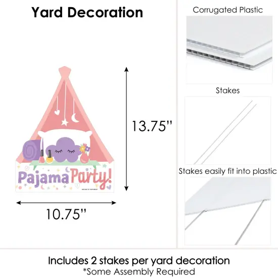 Big Dot of Happiness Pajama Slumber Party - Outdoor Lawn Sign - Girls Sleepover Birthday Party Yard Sign - 1 Piece {7}