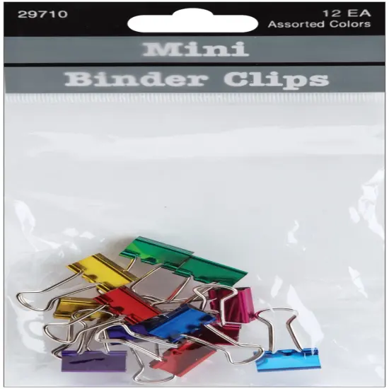 Baumgartens Mini Binder Clips .5" 12/Pkg-Assorted Colors {1}